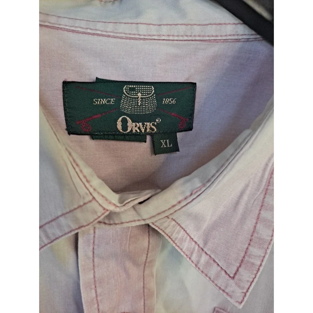 VTG Orvis Pink‎ and White Tie Dye Button Up Shirt Size XL